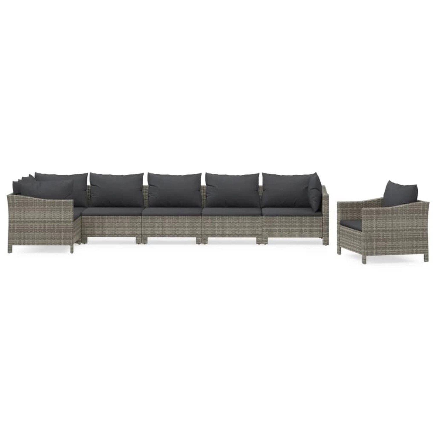 vidaXL 7-Tlg Garten-Lounge-Set mit Kissen Grau Poly Rattan 3187284 günstig online kaufen