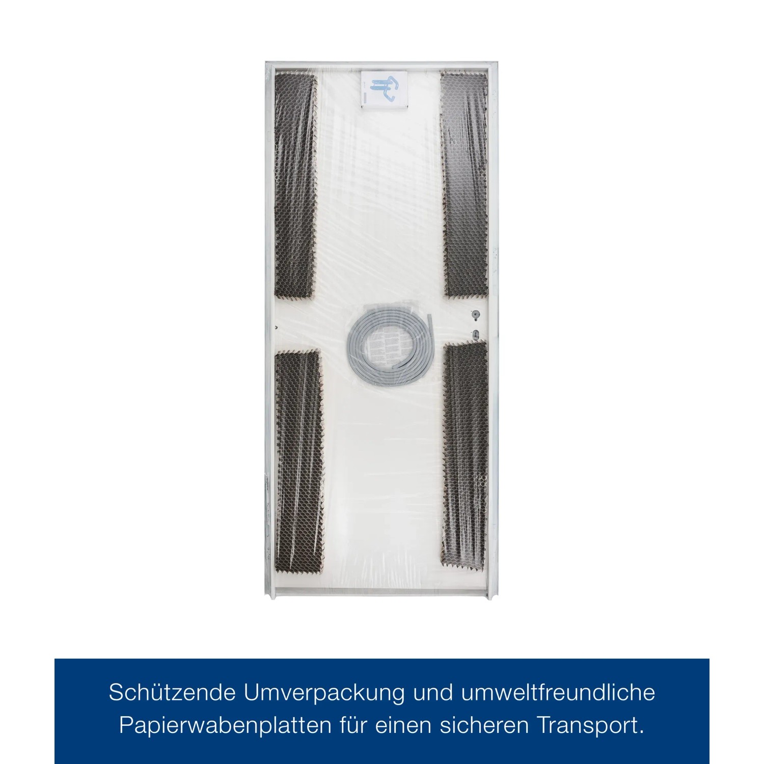 Verpacktes Hörmann ZK Türelement, verkehrsweiß, mit Zarge und Drückergarnitur, 100x212,5 cm.