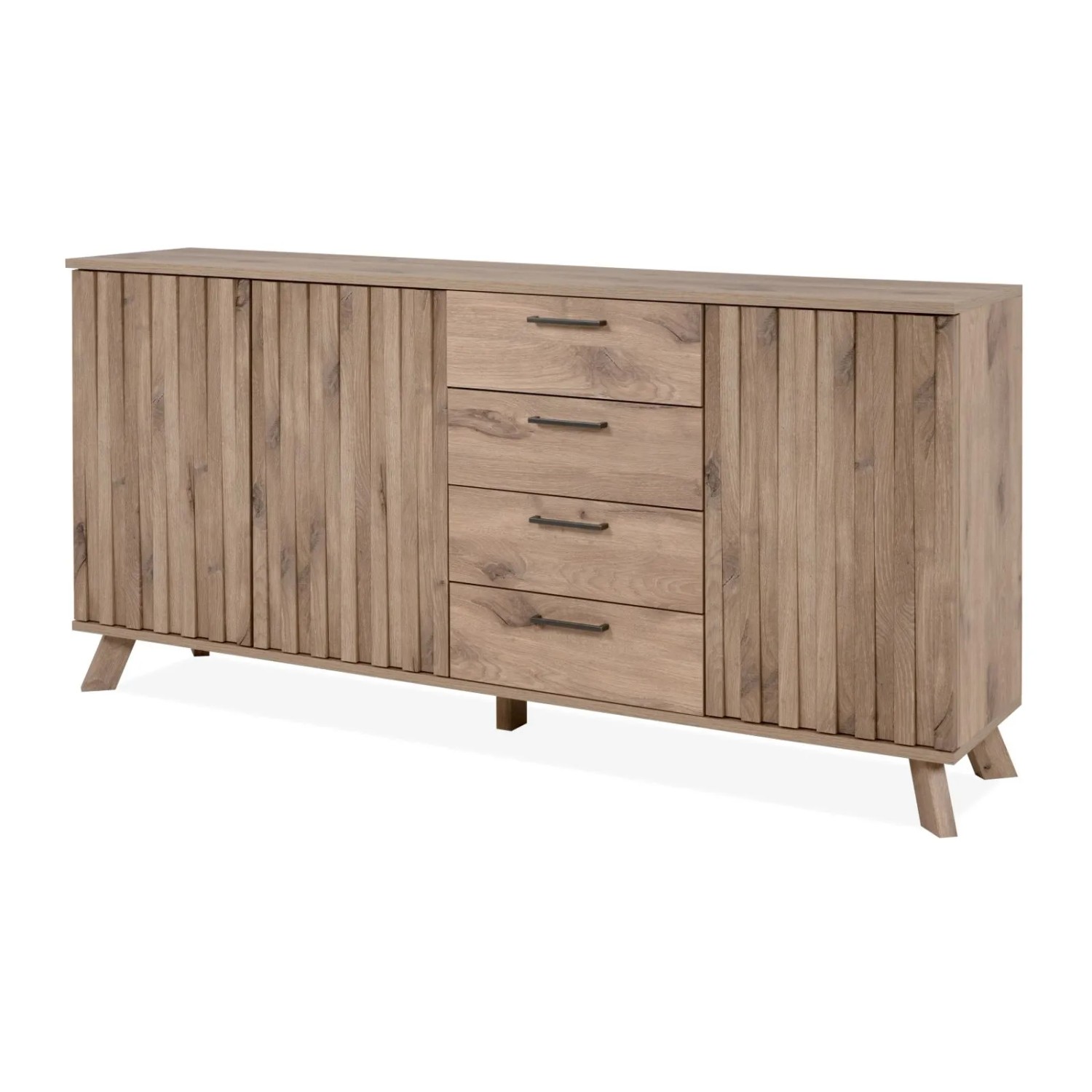 Furn.Design Sideboard Eiche 175 cm 3D Relief Viel Stauraum Push-to-Open Dou günstig online kaufen