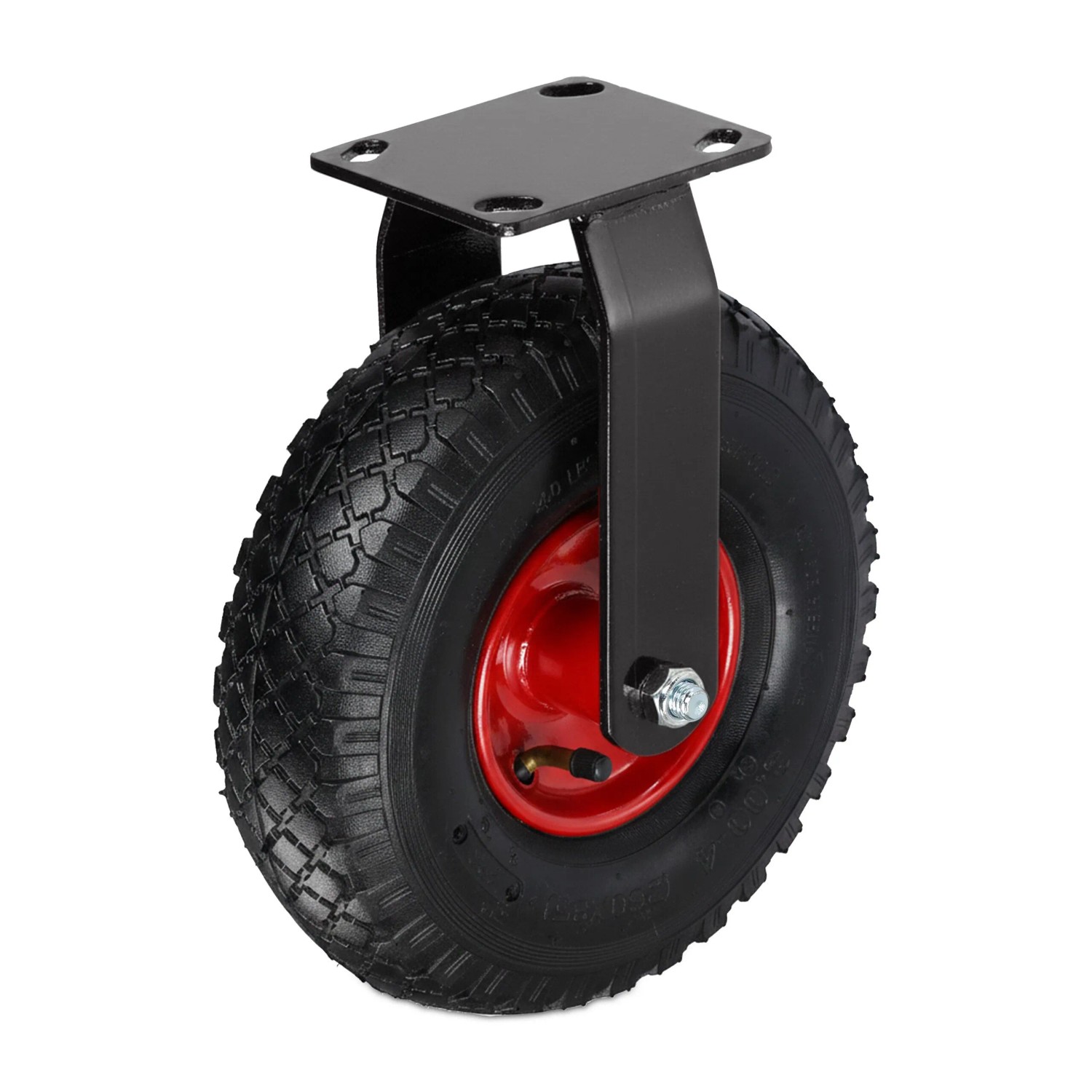 Relaxdays Bockrolle Stahl Gummi Schwarz Rot Schwerlast Luftbereift 26 cm x 8,5 cm 120 kg