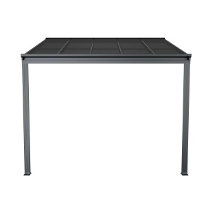 Dunkelgraues Juskys Terrassendach Borneo 3x3m aus Aluminium mit Doppelstegplatten.