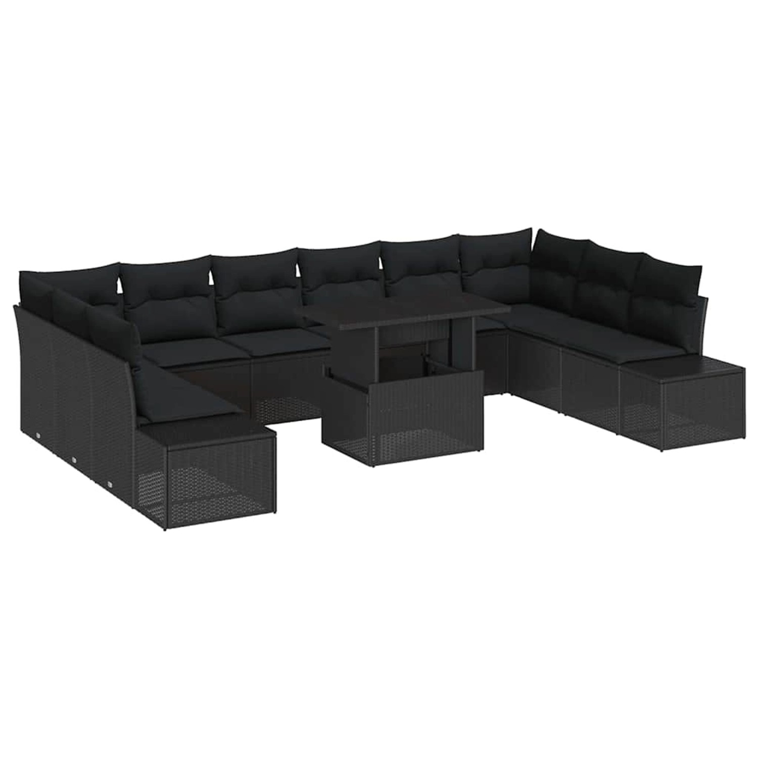 vidaXL Garten-Sofa-Set mit Speicher 11-Tlg Schwarz Poly Rattan 3357996 günstig online kaufen