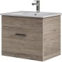 Pelipal Waschtisch Quickset 313, 65 cm, Sanremo Eiche Terra mit Schublade und Keramikwaschbecken.