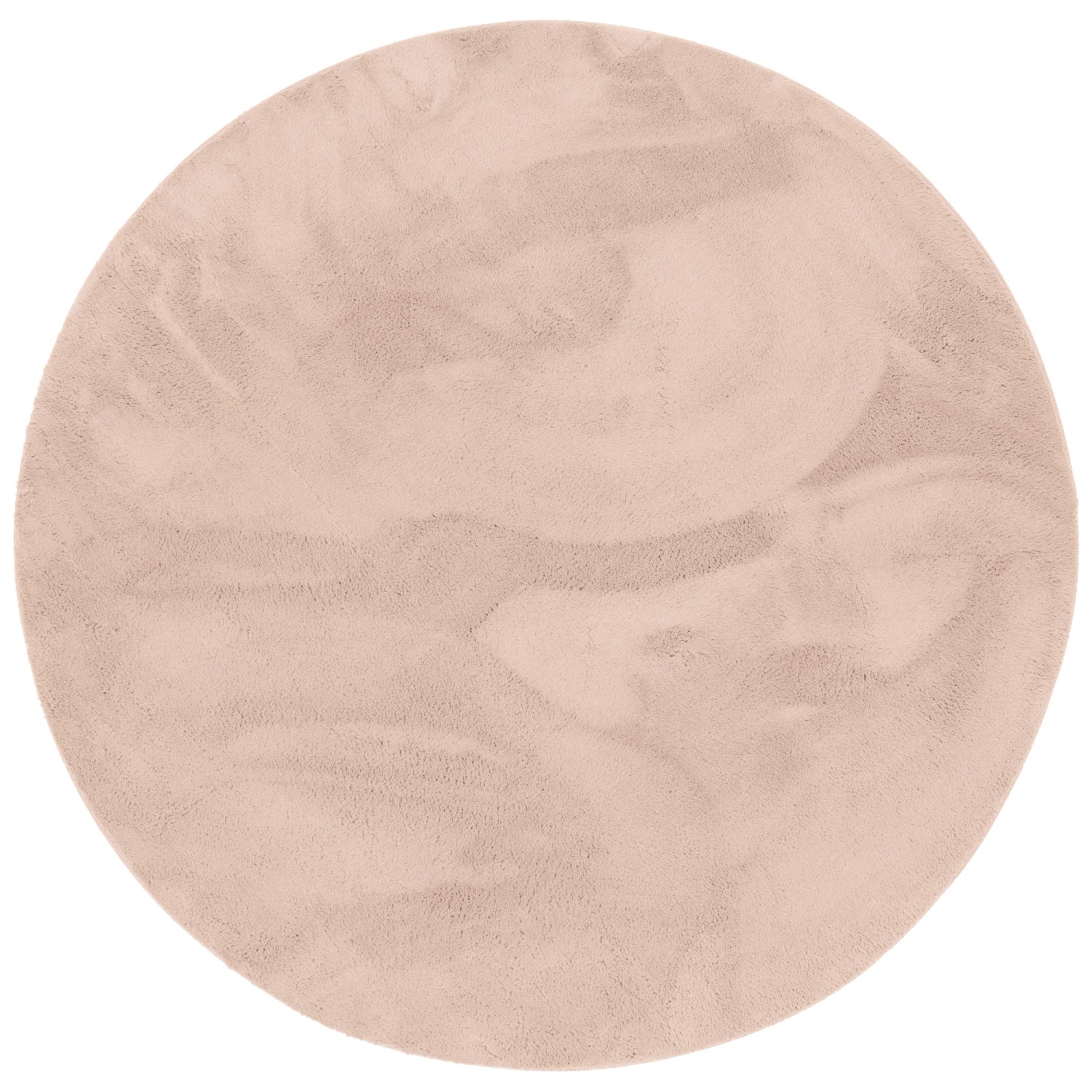 Runder, altrosa Fellteppich „Pergamon Luxus Super Soft“ mit weicher Oberfläche, 120 cm Durchmesser.