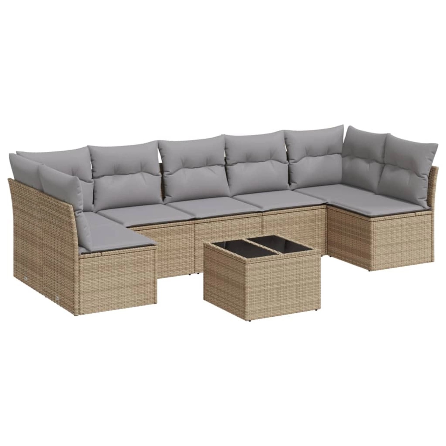 vidaXL 8-Tlg Garten-Sofagarnitur mit Kissen Beige Poly Rattan 3249278 günstig online kaufen