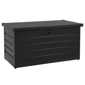 Anthrazitfarbene Juskys Metall Aufbewahrungsbox Limani für Garten, Balkon & Terrasse.