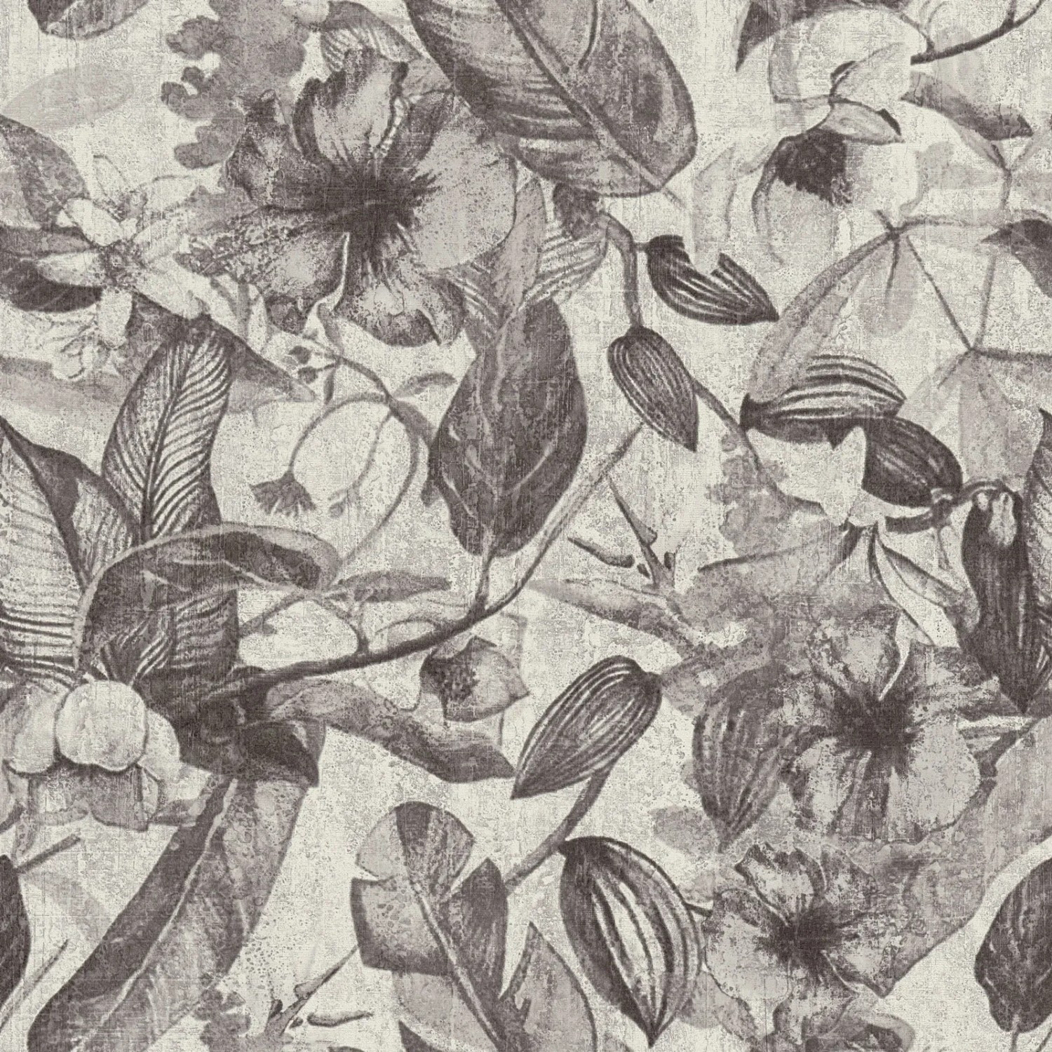 A.S. Création Vliestapete Greenery Blüten Schwarz-Weiß