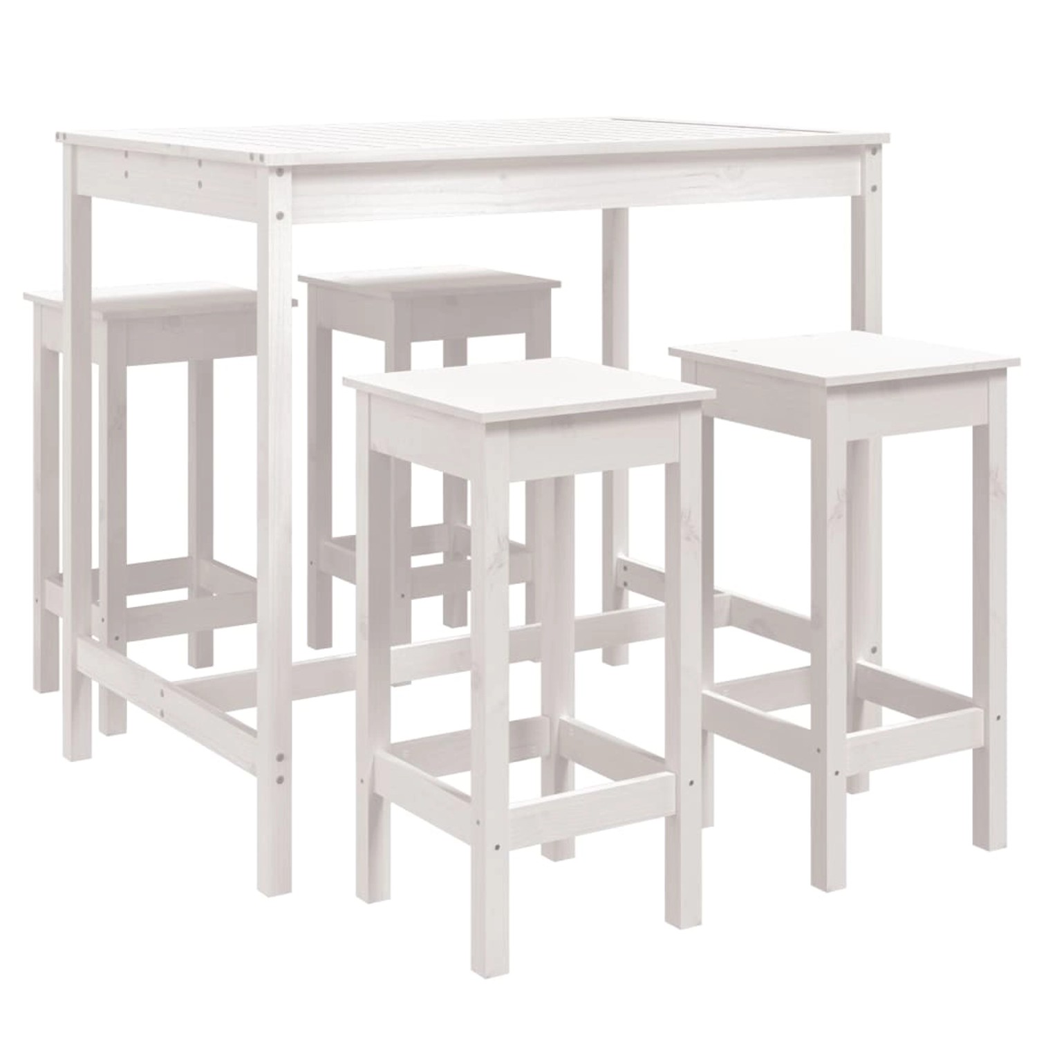 vidaXL 5-Tlg Gartenbar-Set Weiß Massivholz Kiefer 3154746