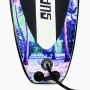 Suprfit SUP Board Sunset Vice: Heck mit tropischem Palmen-Design in Blau, Pink, Türkis und schwarzer Leash.