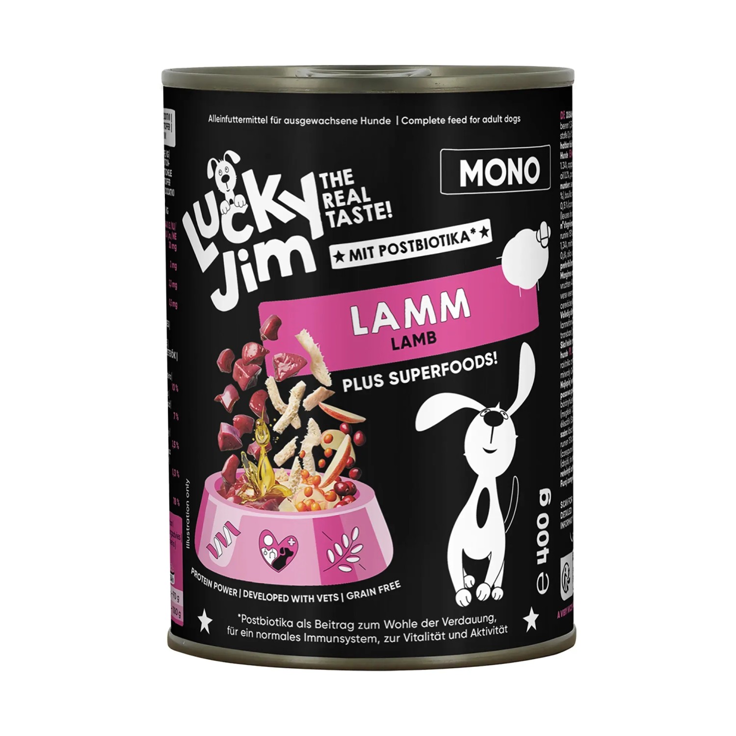Lucky Jim Hunde-Nassfutter Mono Lamm 400 g