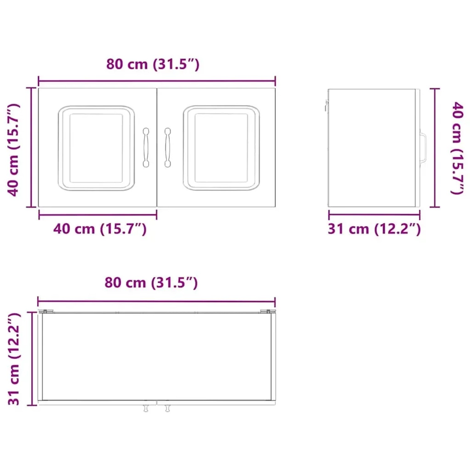 vidaXL Küchenwandschrank mit Regal Weiß 80 x 31 x 40 cm Holzwerkstoff 884574_12