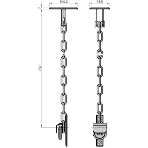 BASI Gitterrostsicherung GS 100, 5er Set für Kellerschächte, Einbruchschutz mit Stahlkette und Fluchtweg-Schloss.