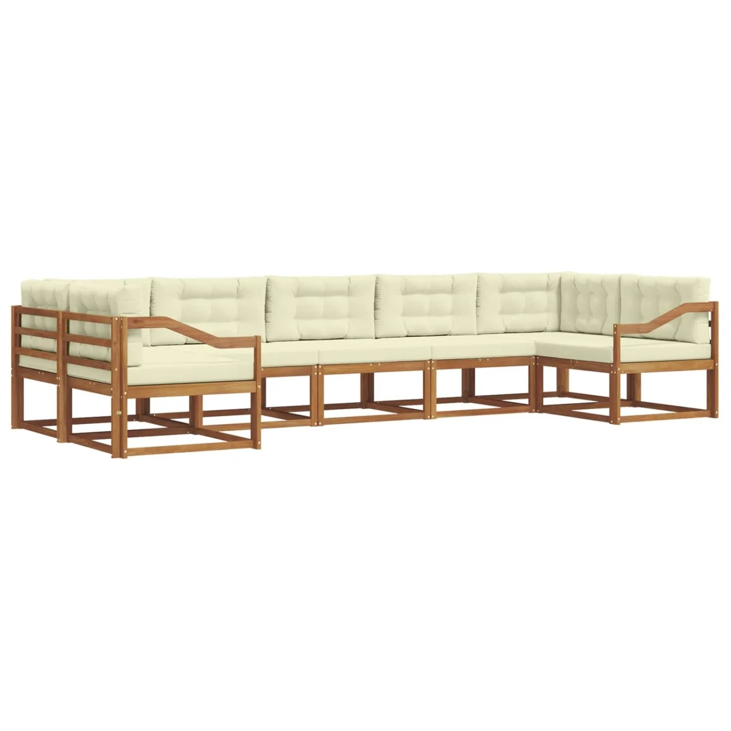 vidaXL Outdoor-Sofagarnitur mit Kissen 7-Tlg Natur und Creme 3368118
