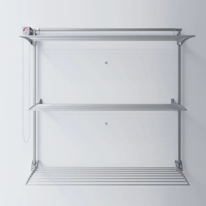 Foxydry Wand Wäscheständer mit 3 Ebenen, grau, zur Wandmontage. Platzsparende Trocknungslösung.