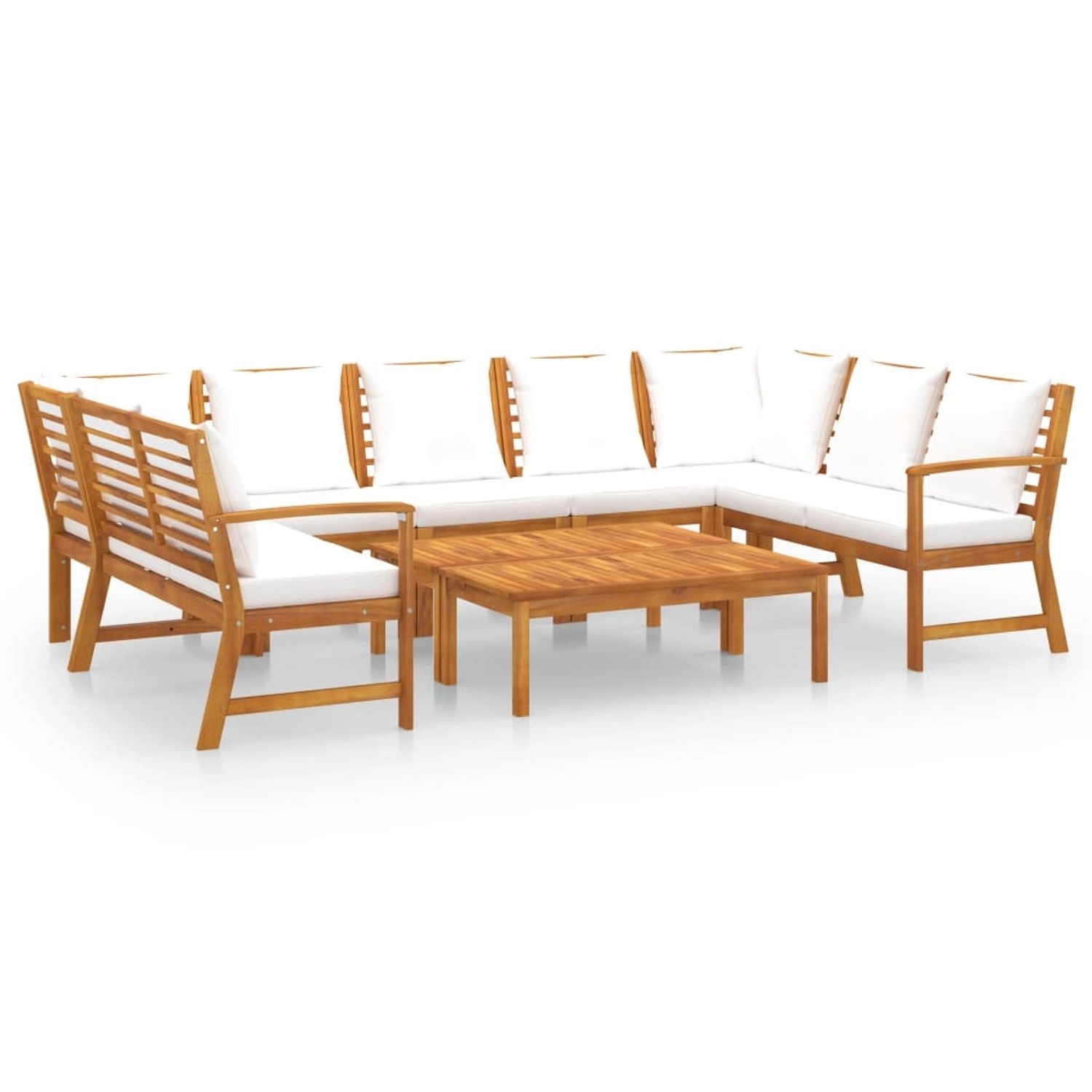 vidaXL 9-tlg Garten-Lounge-Set mit Auflagen Creme Massivholz Akazie Modell 3