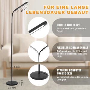 NETTLIFE LED Stehlampe aus Metall L137cm Schwarz