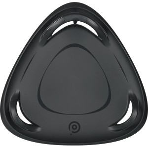 Schwarzer Schlitten Meteor, 1-Sitzer, Tellerform aus Kunststoff.