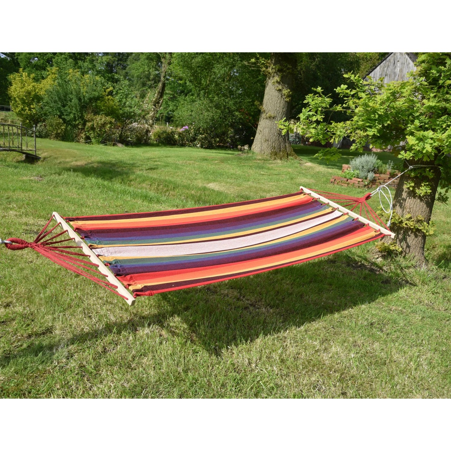 DELUKE Hängematte TRIER Rot Pappelholz Relaxmatte Zum Hängen Baumfreundlich_2