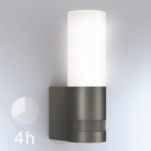 Steinel Sensor-LED-Außenwandleuchte L 605 S in Anthrazit mit Bewegungsmelder.