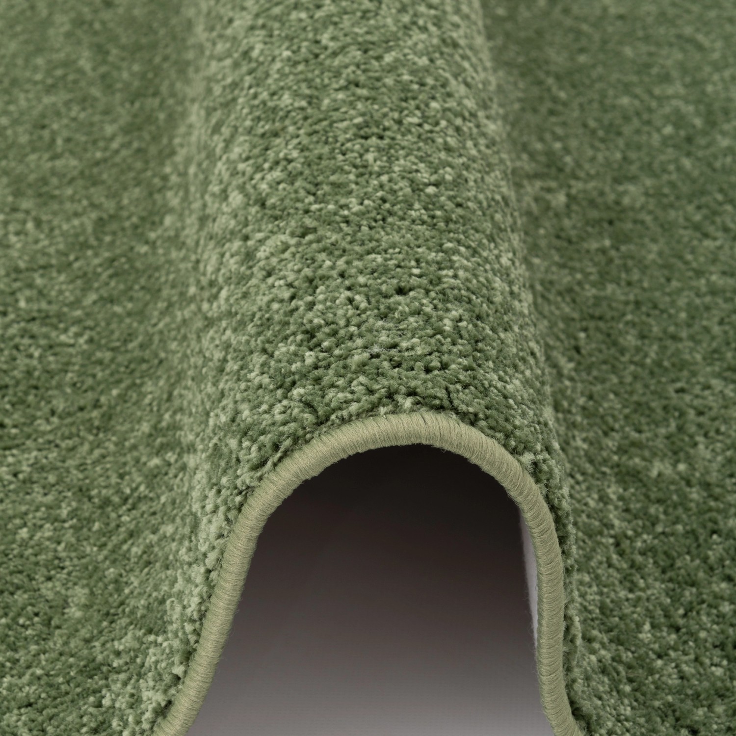 Detailaufnahme: Grüner Snapstyle Hochflor Teppichläufer Cottage, 80x320cm.