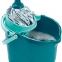 Leifheit Wischmop Set Classic mit Eimer und Auswringer in blau-grün.
