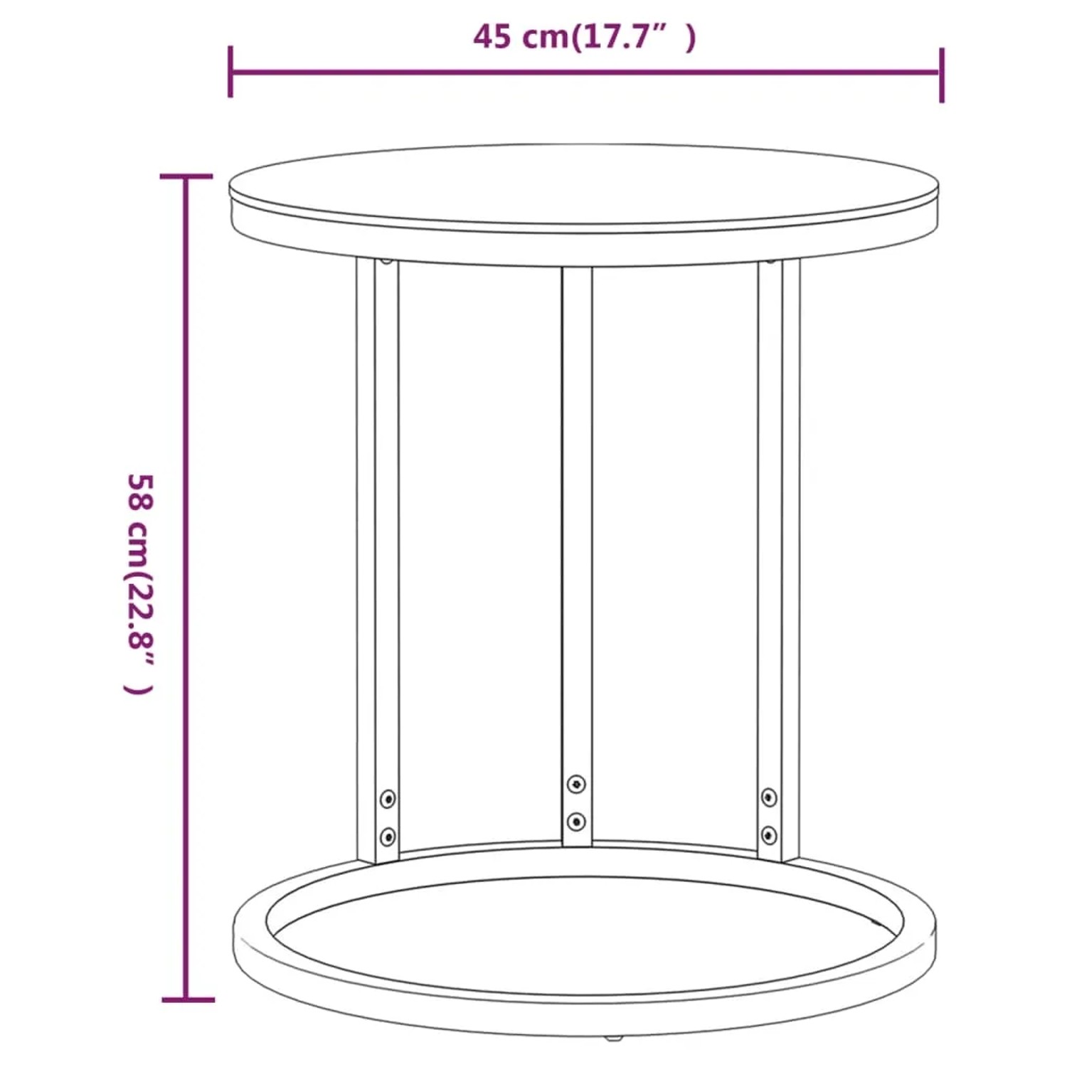 vidaXL Beistelltisch Golden und Transparent 45 cm Hartglas 331661_6