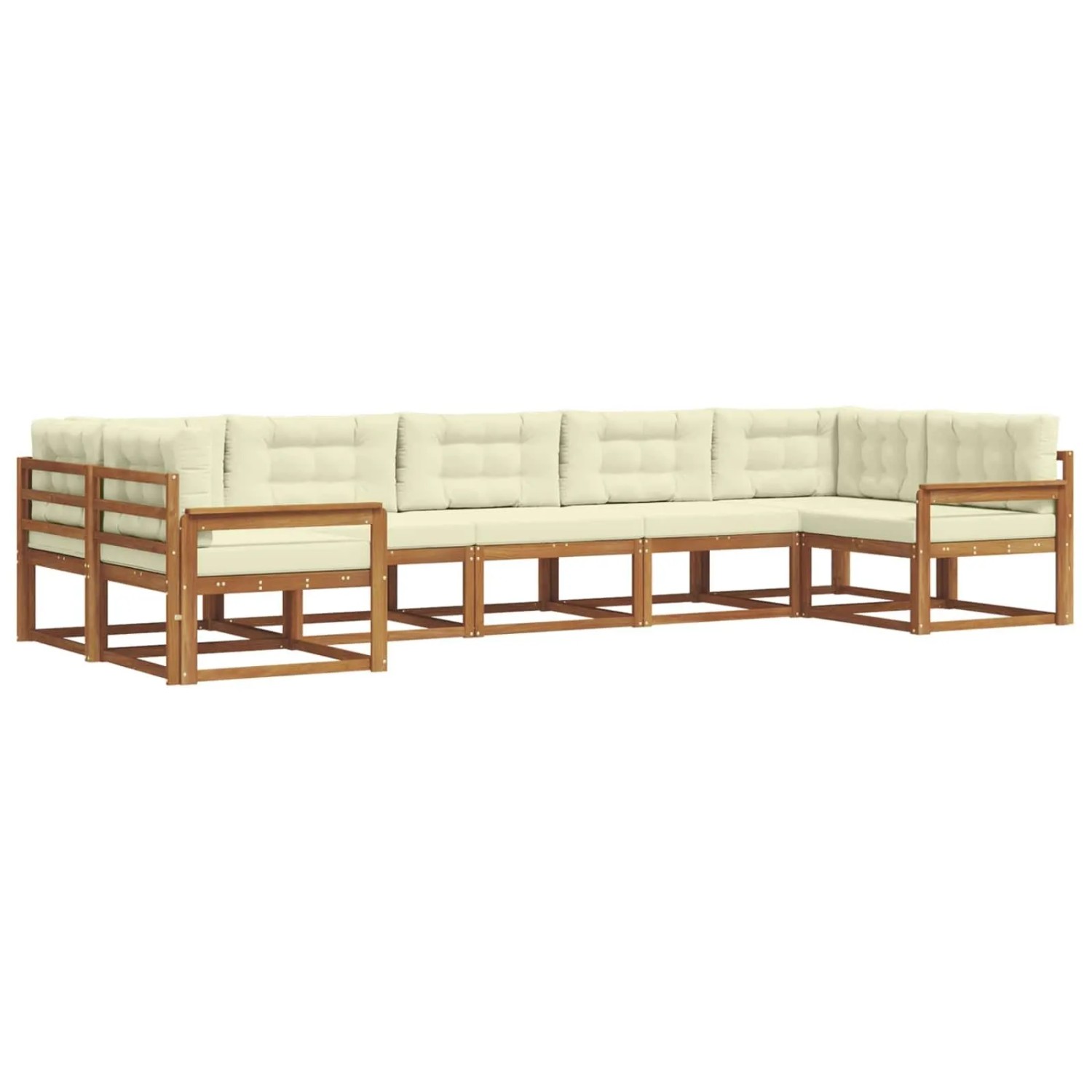 vidaXL Outdoor-Sofagarnitur mit Kissen 7-Tlg Natur und Creme 3368093