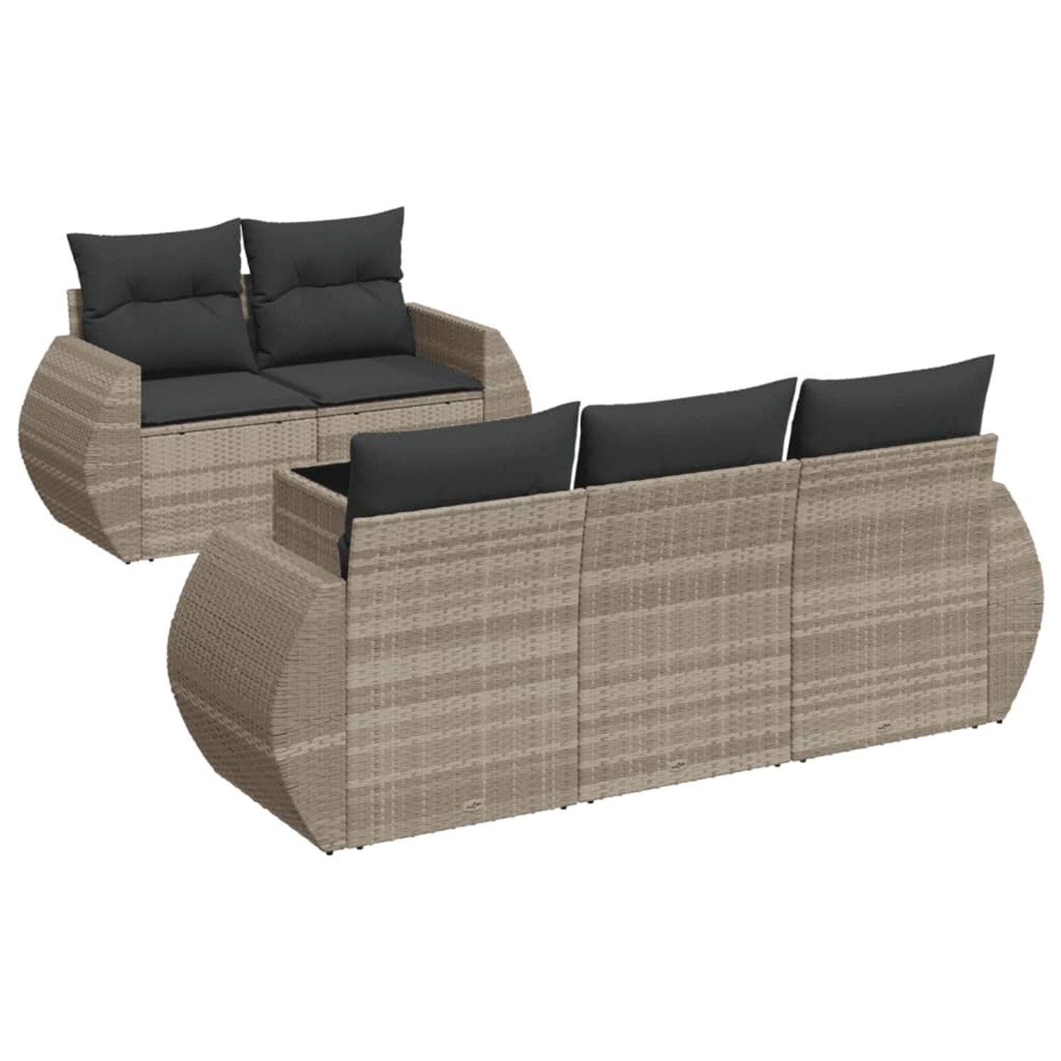 vidaXL 6-Tlg Garten-Sofagarnitur mit Kissen Hellgrau Poly Rattan 3253439 günstig online kaufen