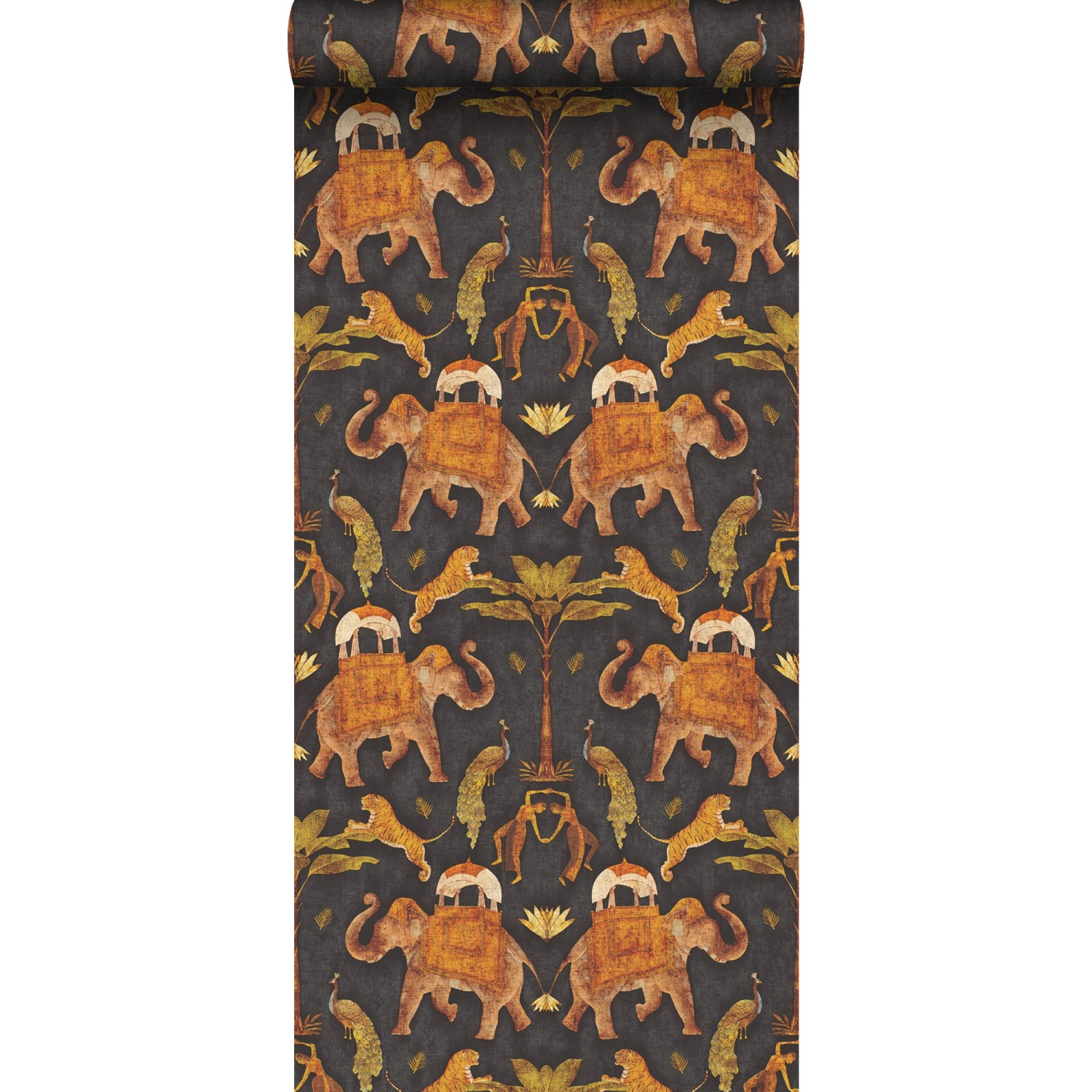 Sanders & Sanders Tapete Elefanten Braun und Dunkelgrün 53 cm x 10 m günstig online kaufen