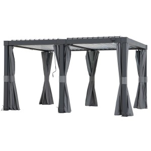 Graue Sunjoy Vorhänge für Matterhorn Multi-Pergola 306x406 cm für mehr Privatsphäre und Komfort.