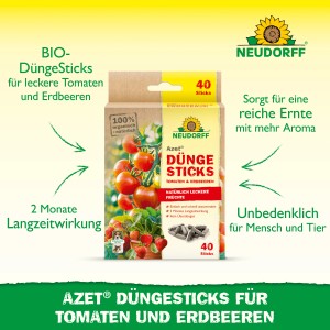 Neudorff Azet Düngesticks für Tomaten und Erdbeeren, 40 Stück. Organischer Tomatendünger für reiche Ernte.