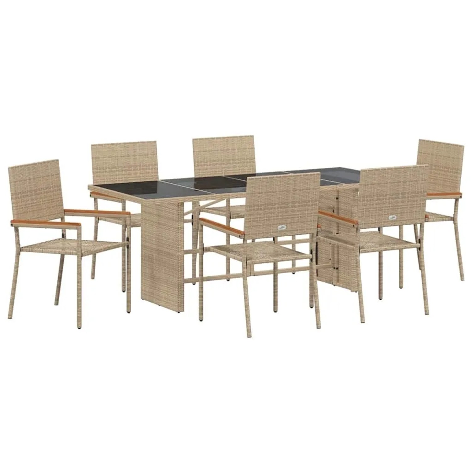 vidaXL Garten Essgruppe 7-Tlg Beige Poly-Rattan 3365426 günstig online kaufen