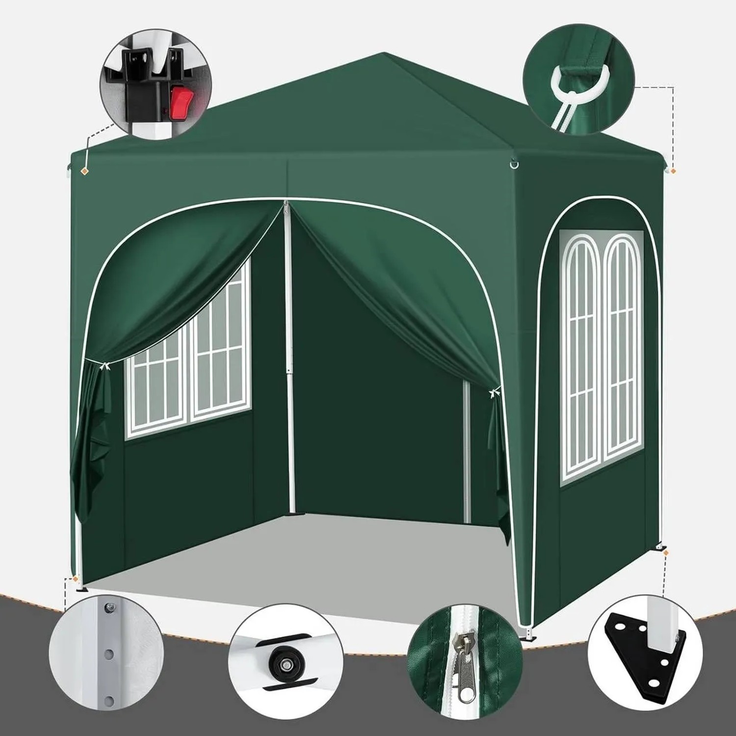 WOLTU Pavillon Faltpavillon 2x2 m Mit 4 Seitenwänden Höhenverstellbar Grün_7