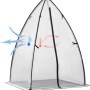 WOLTU Foliengewächshaus mit Spitzdach, schwarzer Bodenplane und Reißverschluss. Zeigt Temperaturregulierung für optimales Pflanzenwachstum.
