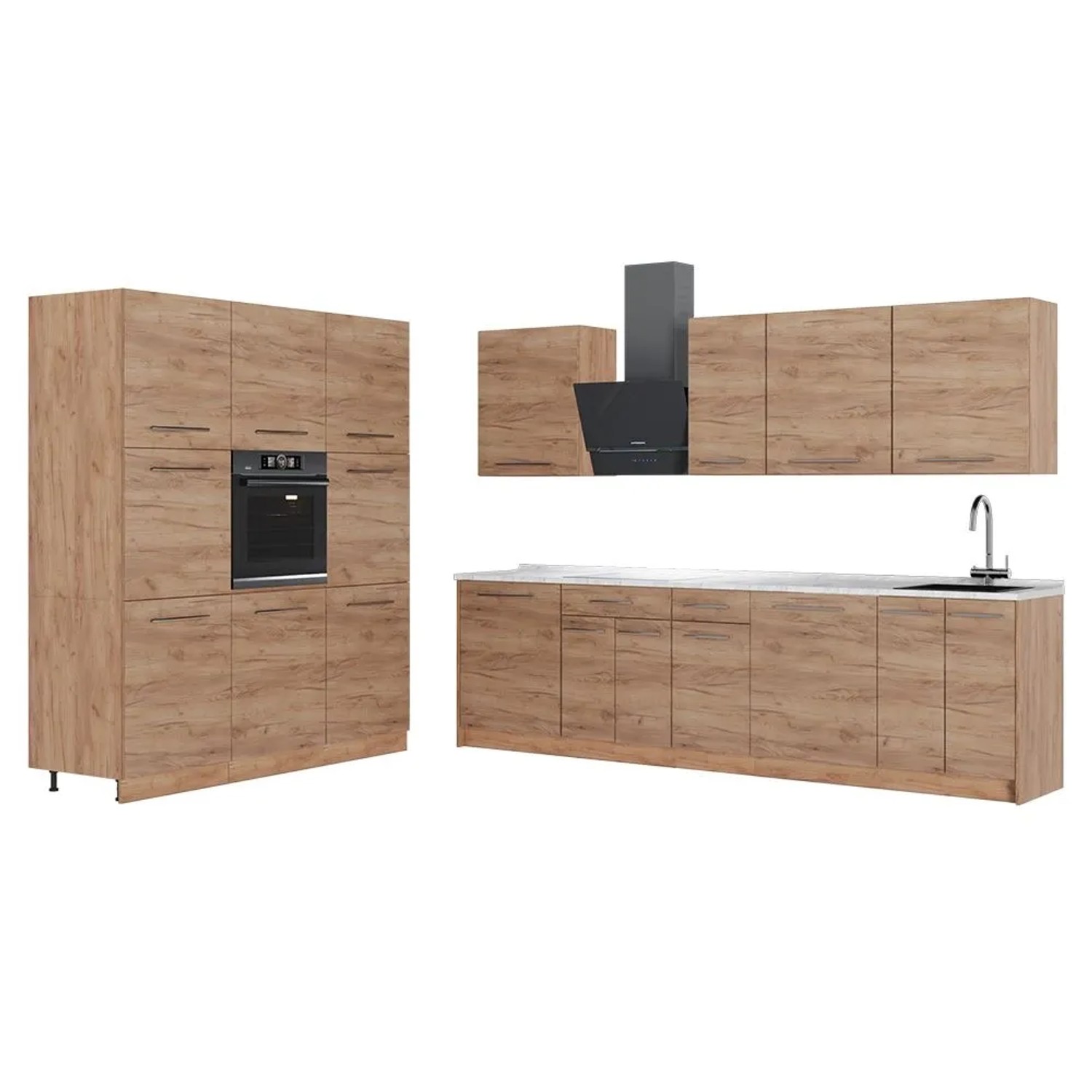 Vicco Küchenzeile Fame-Line Goldkraft Eiche/Goldkraft Eiche 460 x 207 AP Marmor Art Nr 63795