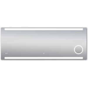 DSK Design LED-Lichtspiegel Silver Conde, 160x60 cm, mit Digitaluhr und Kosmetikspiegel.