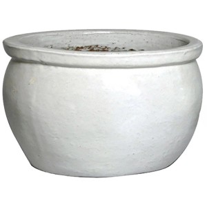 Weißer M Collections Pflanztopf Glazed Bavaria, 36x36 cm, aus Ton mit Glasur.