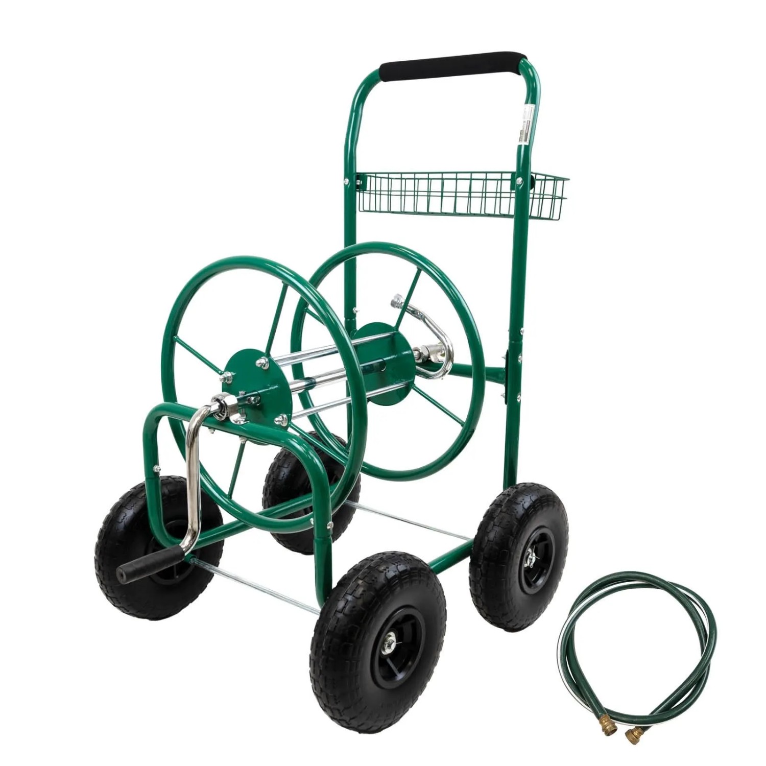 TRUTZHOLM Schlauchwagen Premium 4 Vollgummiräder 92x57x78cm Stahl 80 m Gartenschlauch 3/4 Zoll Anschluß Grün