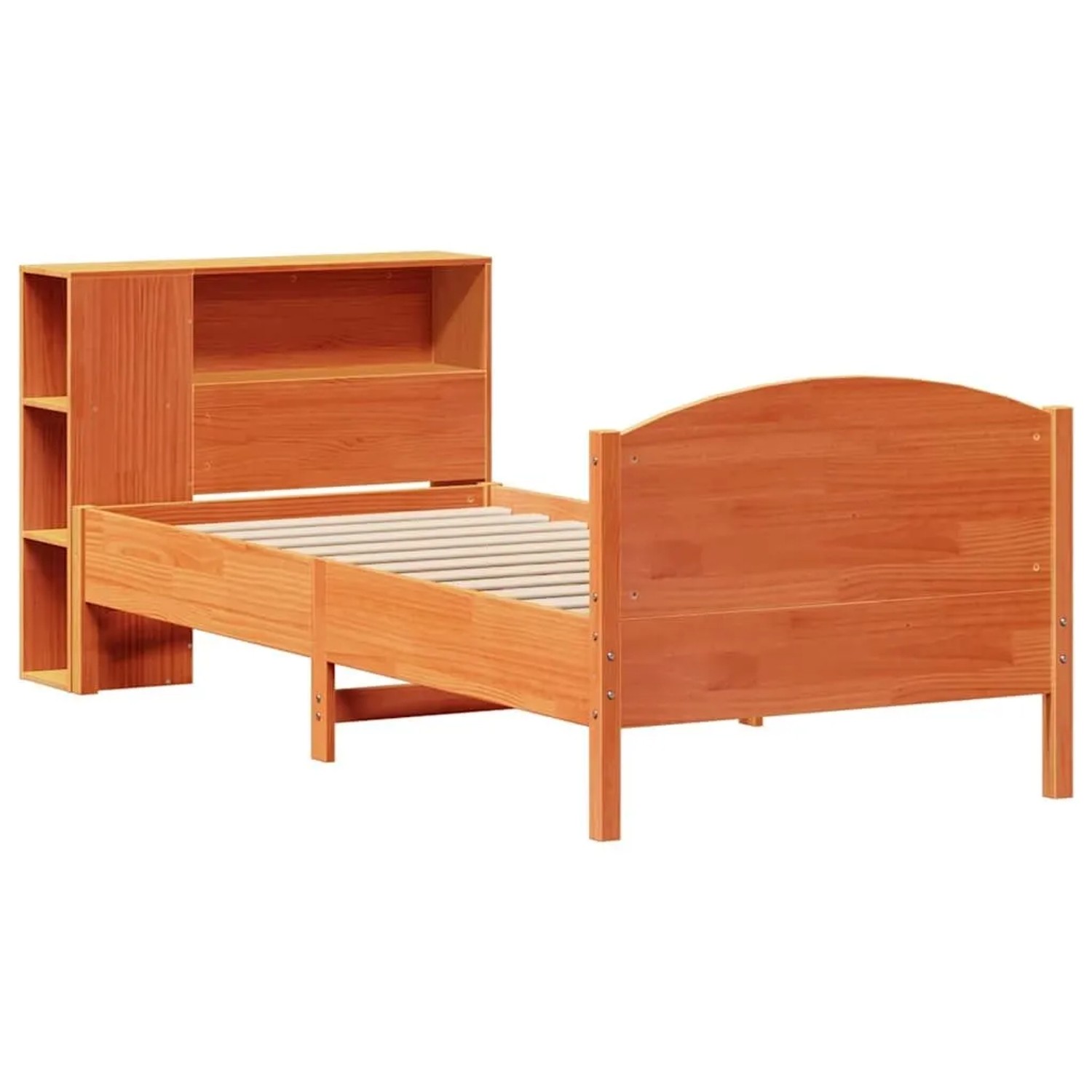 vidaXL Massivholzbett mit Regal ohne Matratze Wachsbraun 75x190 cm 3323091 günstig online kaufen