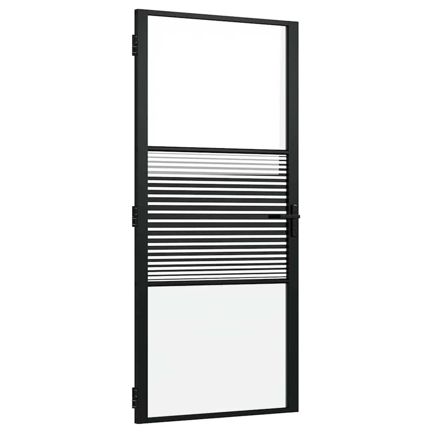 vidaXL Glastür Gestreift Schwarz 76 x 3,5 x 201,5 cm Aluminium 42012455 günstig online kaufen