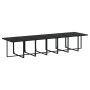 Schwarze vidaXL Garten-Essgruppe aus Polyrattan, 19-teilig, mit Tisch und Stühlen mit Kissen.
