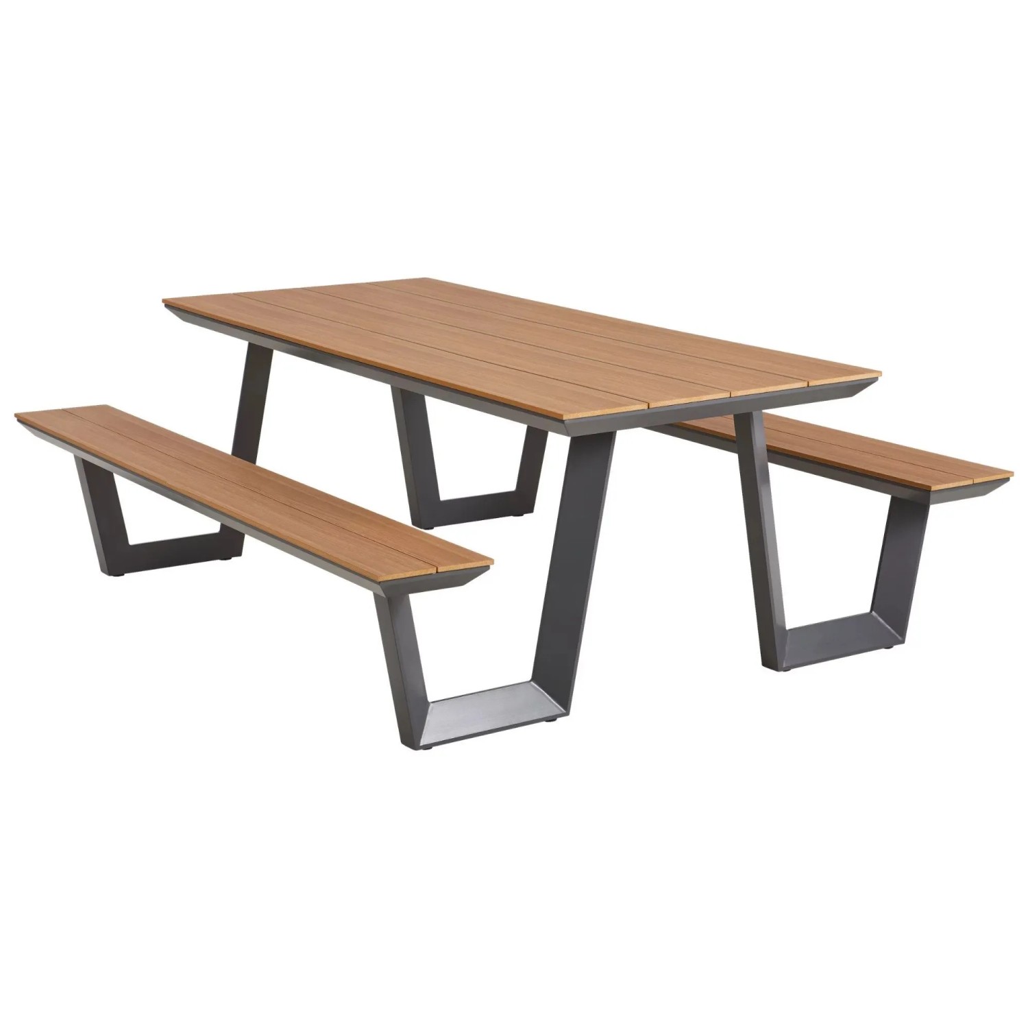 osoltus Alu Picknick Gartentisch Bank Florida Anthrazit Teak Optik 200cm