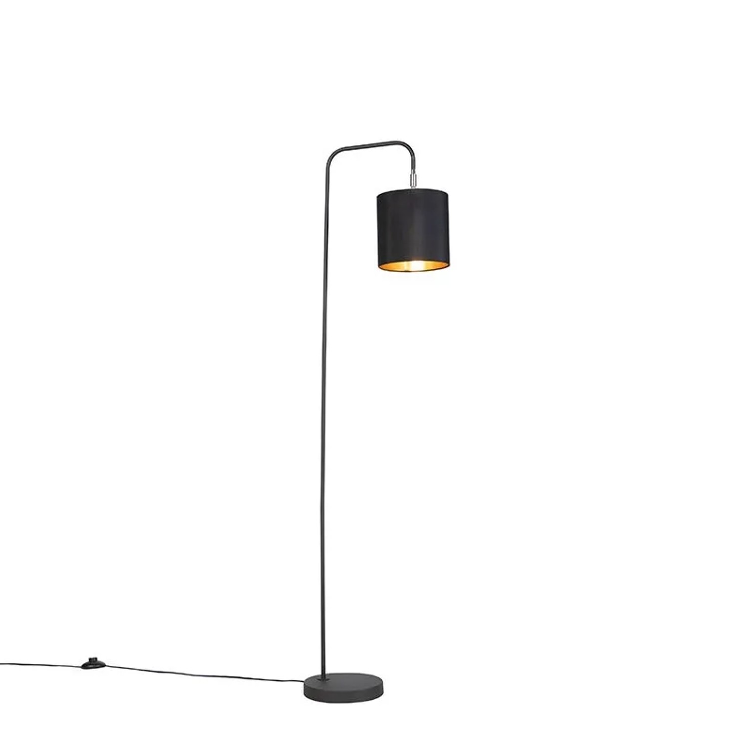 QAZQA Smart Stehleuchte Schwarz inkl  WiFi A60 Lichtquelle LOfty