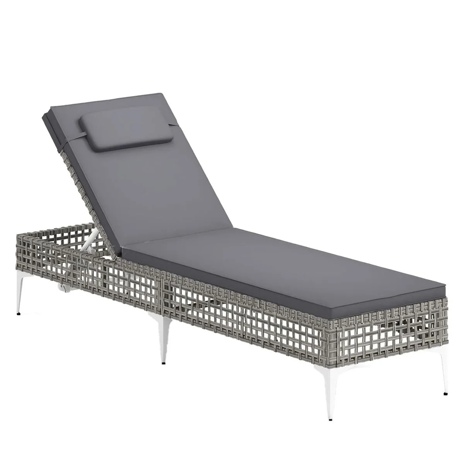 Costway Sonnenliege Rattan mit Auflage & Verstellbarer Rückenlehne