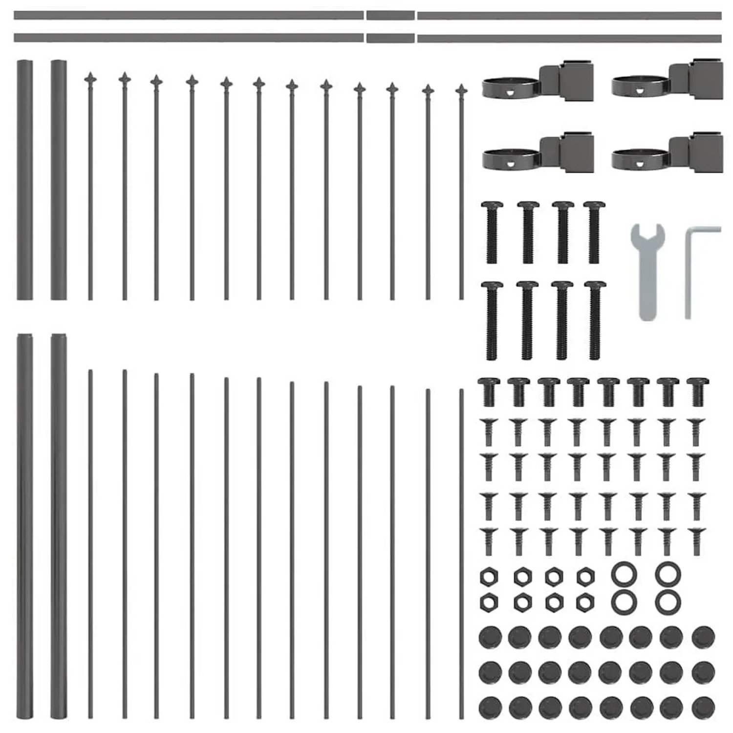 vidaXL Gartenzaun Grau 170 x 125 cm Pulverbeschichteter Stahl 42003904 günstig online kaufen