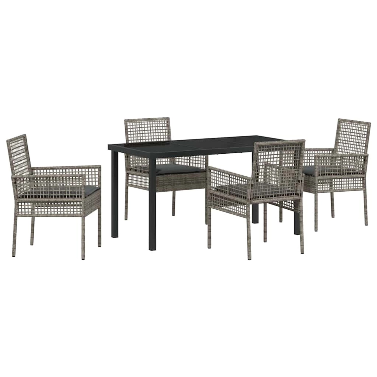 vidaXL 5-Teilige Garten-Essgruppe mit Kissen Grau Poly Rattan 3379879 günstig online kaufen