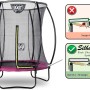 EXIT Silhouette Trampolin D183cm in Rosa mit Sicherheitsnetz und Fußschutzsystem.