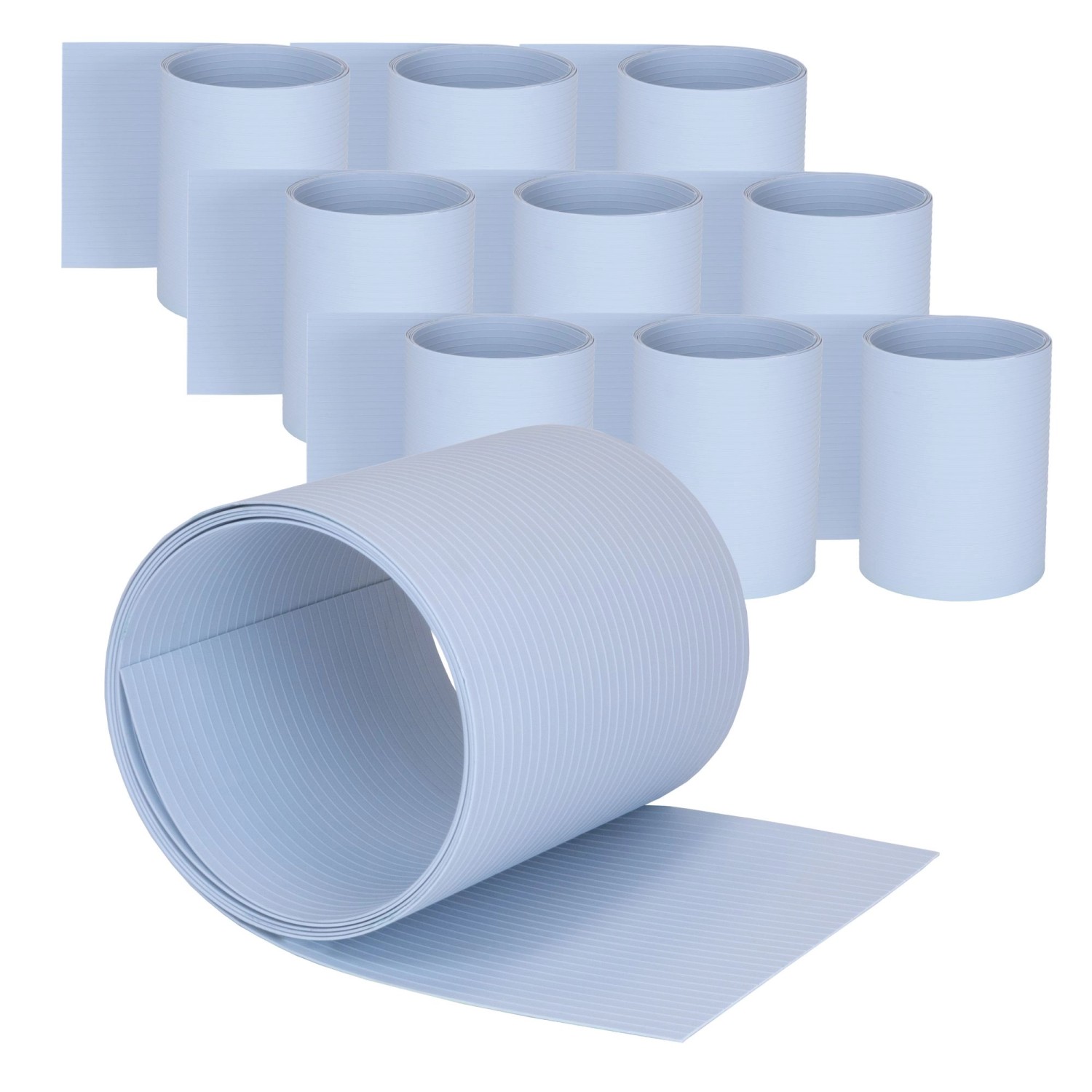 Jardinion Sichtschutzstreifen 10x 2,52m mit 6mm Rillen PVC Hellgrau günstig online kaufen