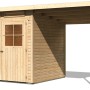 Karibu Holz-Gartenhaus Egersund mit Pultdach und Anbau, unbehandelt.
