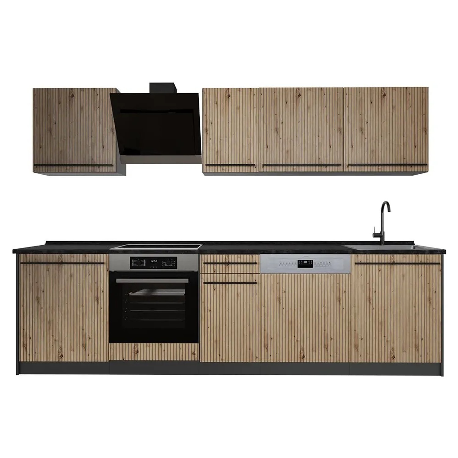 Vicco Küchenzeile R-Line Artisan-Eiche/Anthrazit 280 x 207 Arbeitsplatte Anthrazit Art Nr 67149